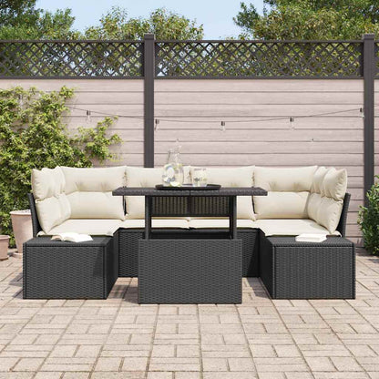 Garten-Sofa-Set 7 stk. Schwarz und Creme