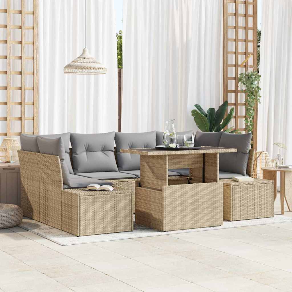 Garten-Sofa-Set 7 stk. Beige und Hellgrau