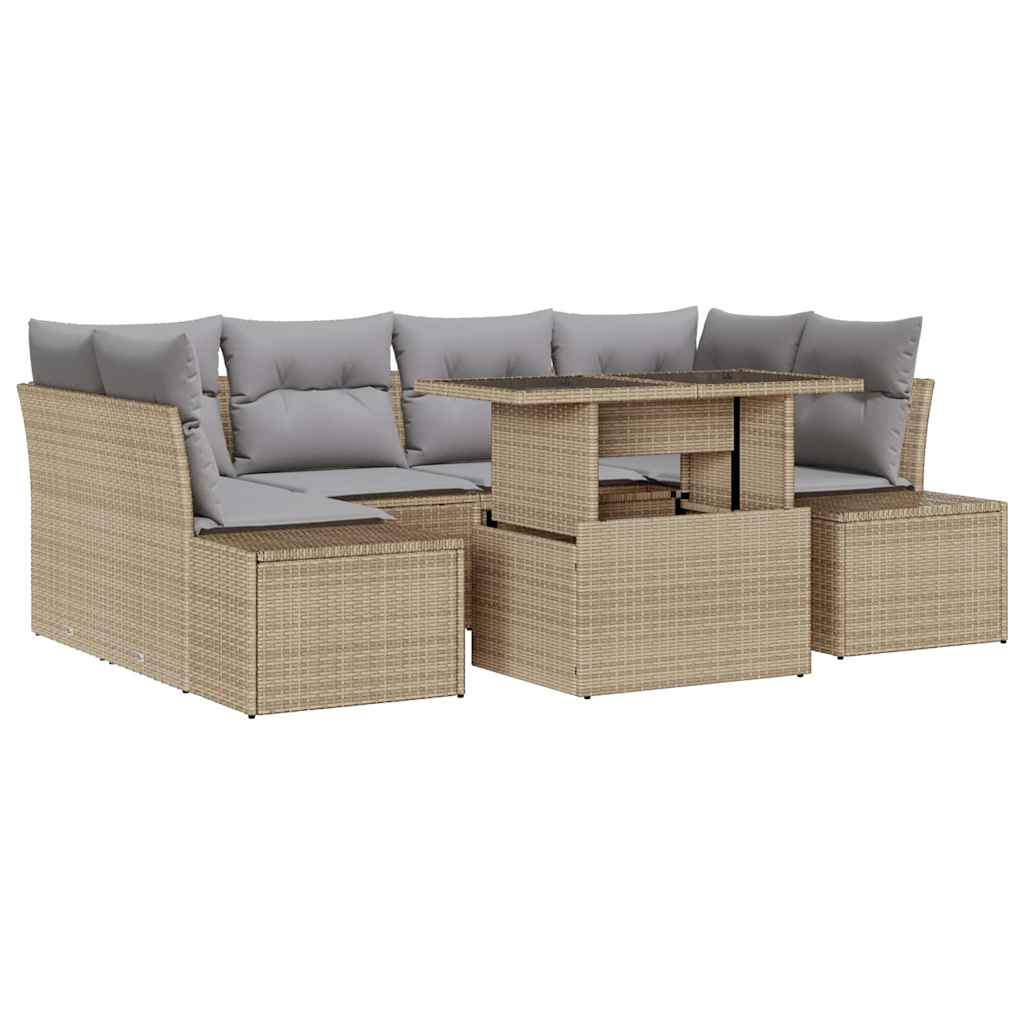 Garten-Sofa-Set 7 stk. Beige und Hellgrau