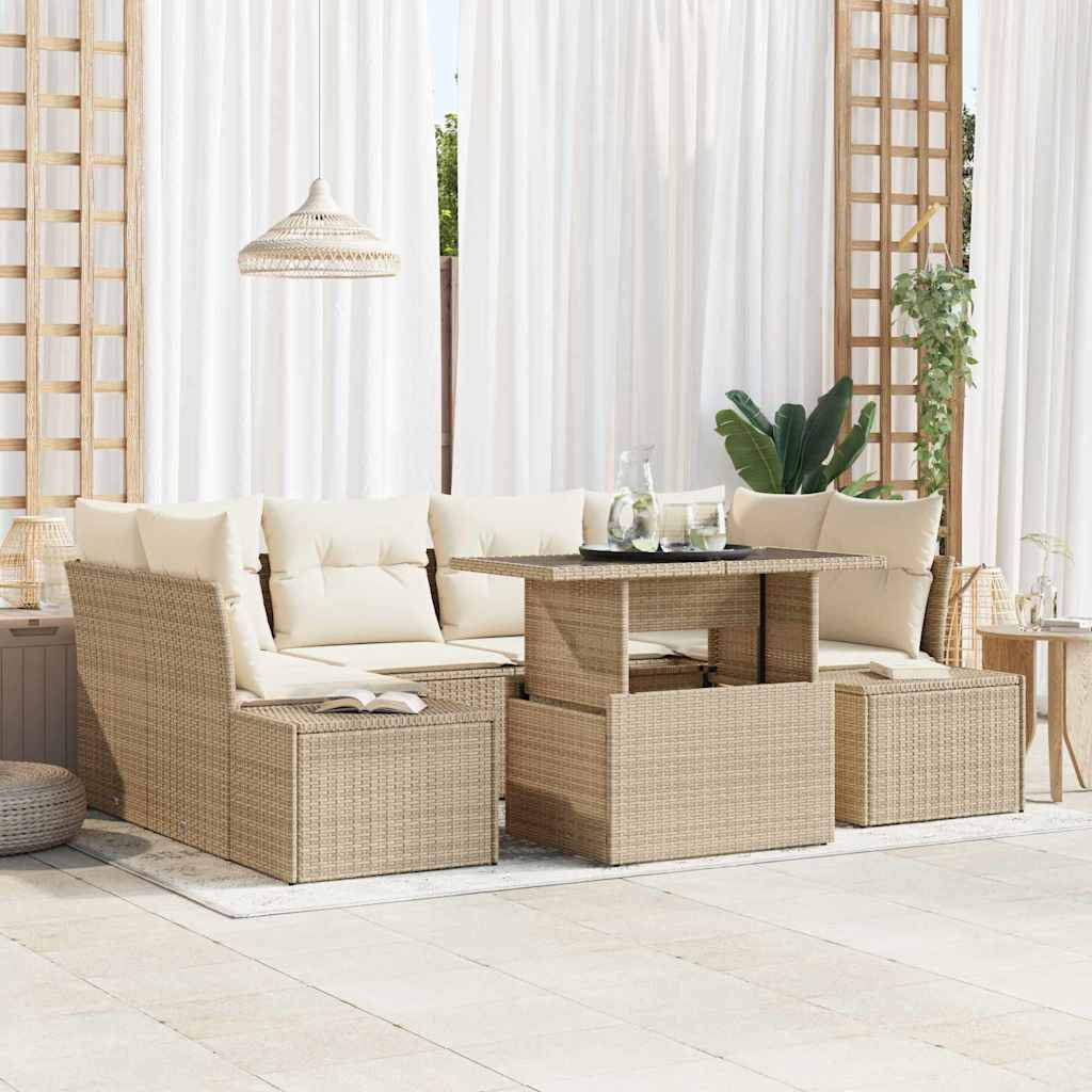 Garten-Sofa-Set 7 stk. Beige und Creme