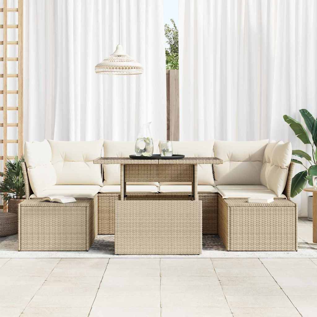 Garten-Sofa-Set 7 stk. Beige und Creme