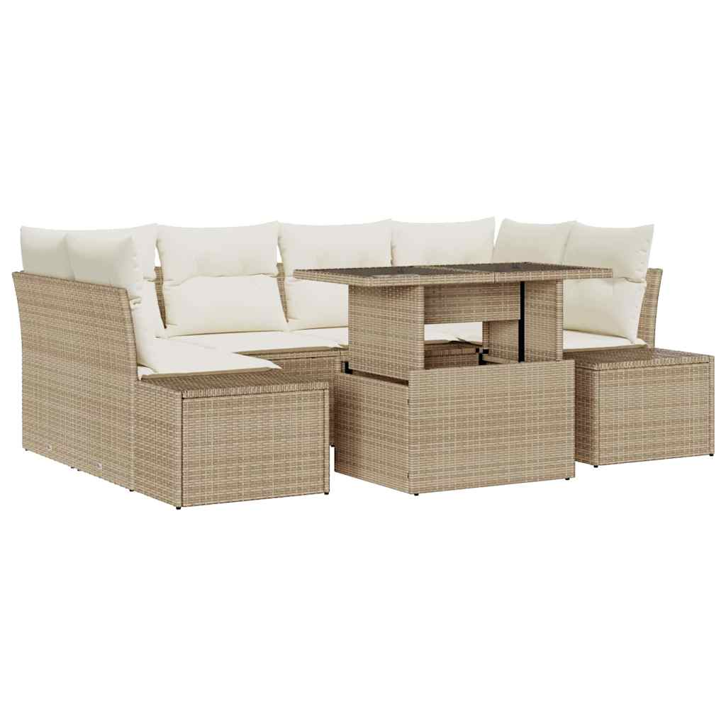 Garten-Sofa-Set 7 stk. Beige und Creme