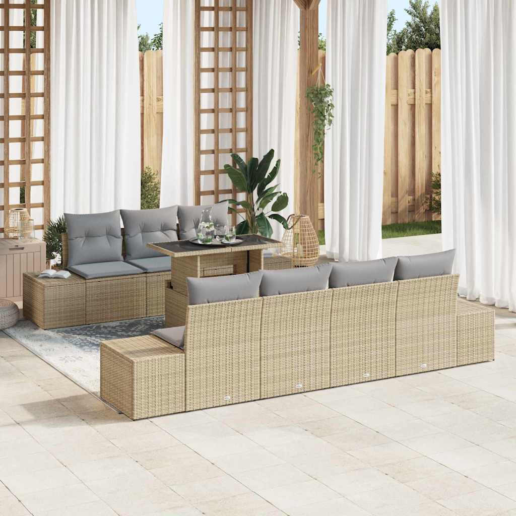 Gartensofa-set 8 stk. Beige und Hellgrau