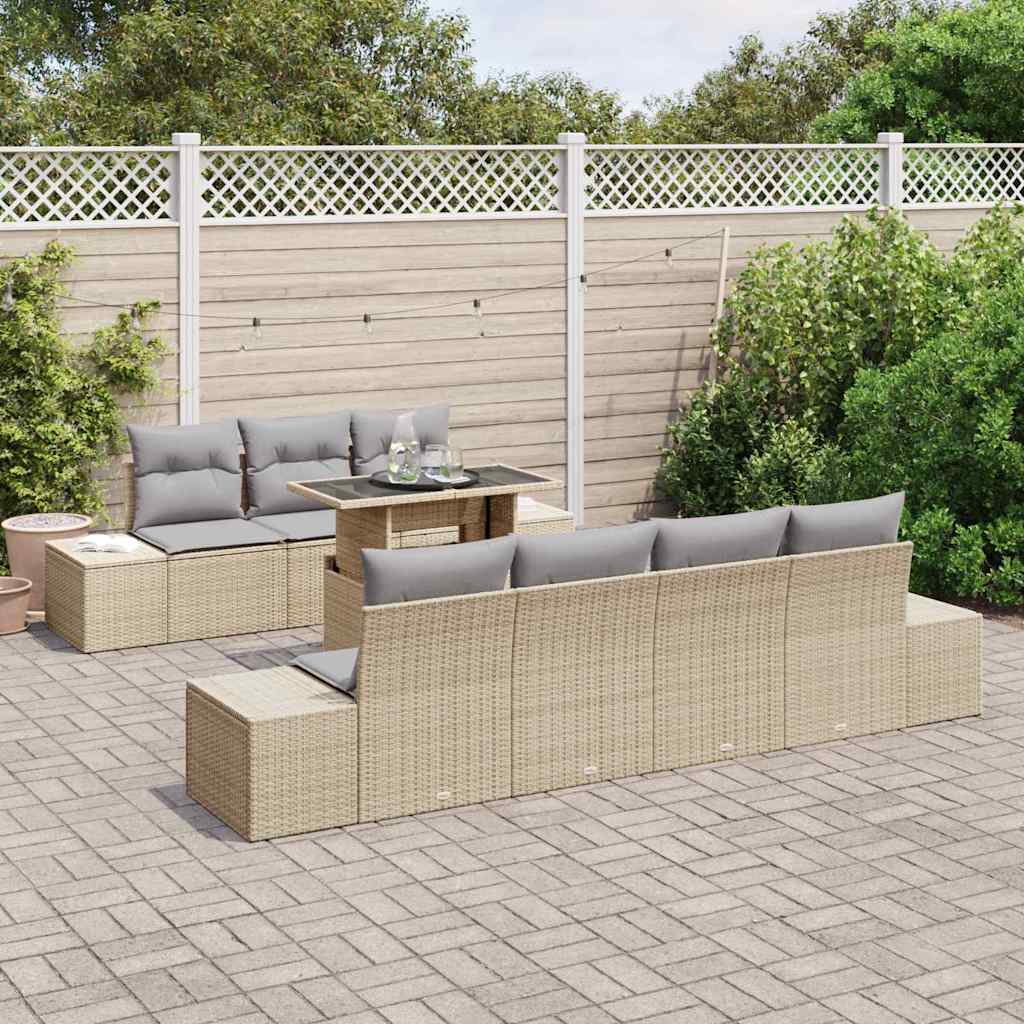 Gartensofa-set 8 stk. Beige und Hellgrau