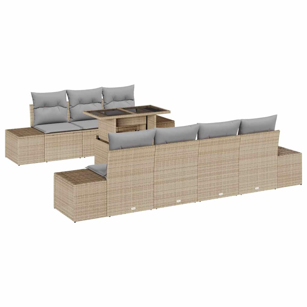 Gartensofa-set 8 stk. Beige und Hellgrau