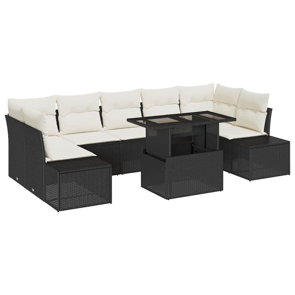 Garten-Sofa-Set 8 stk. Schwarz und Creme