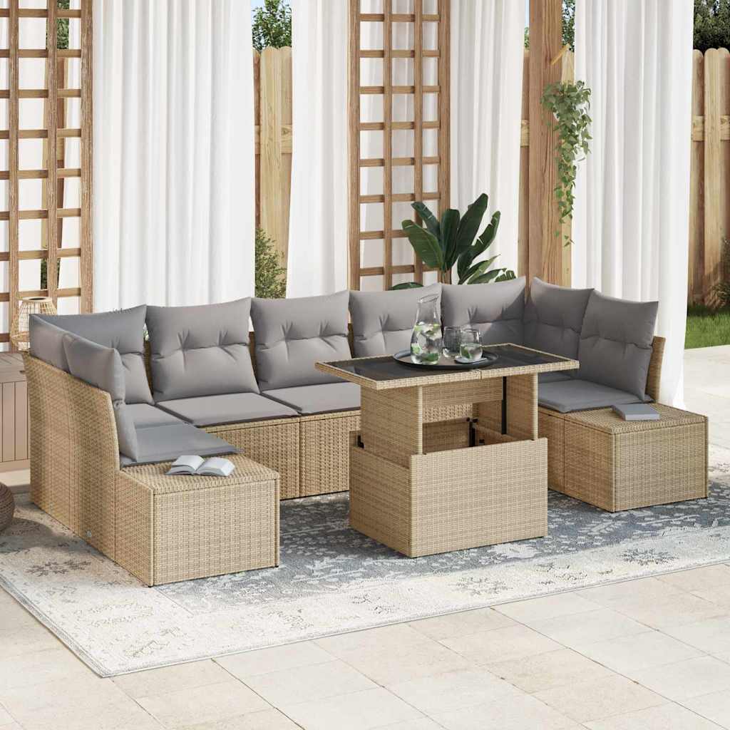 Garten-Sofa-Set 8 Stk. Beige und Hellgrau