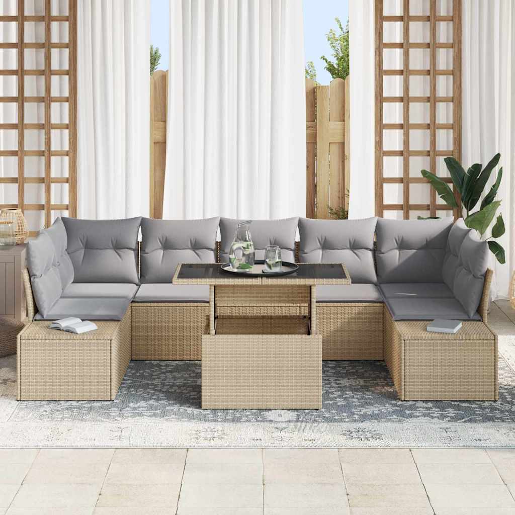 Garten-Sofa-Set 8 Stk. Beige und Hellgrau