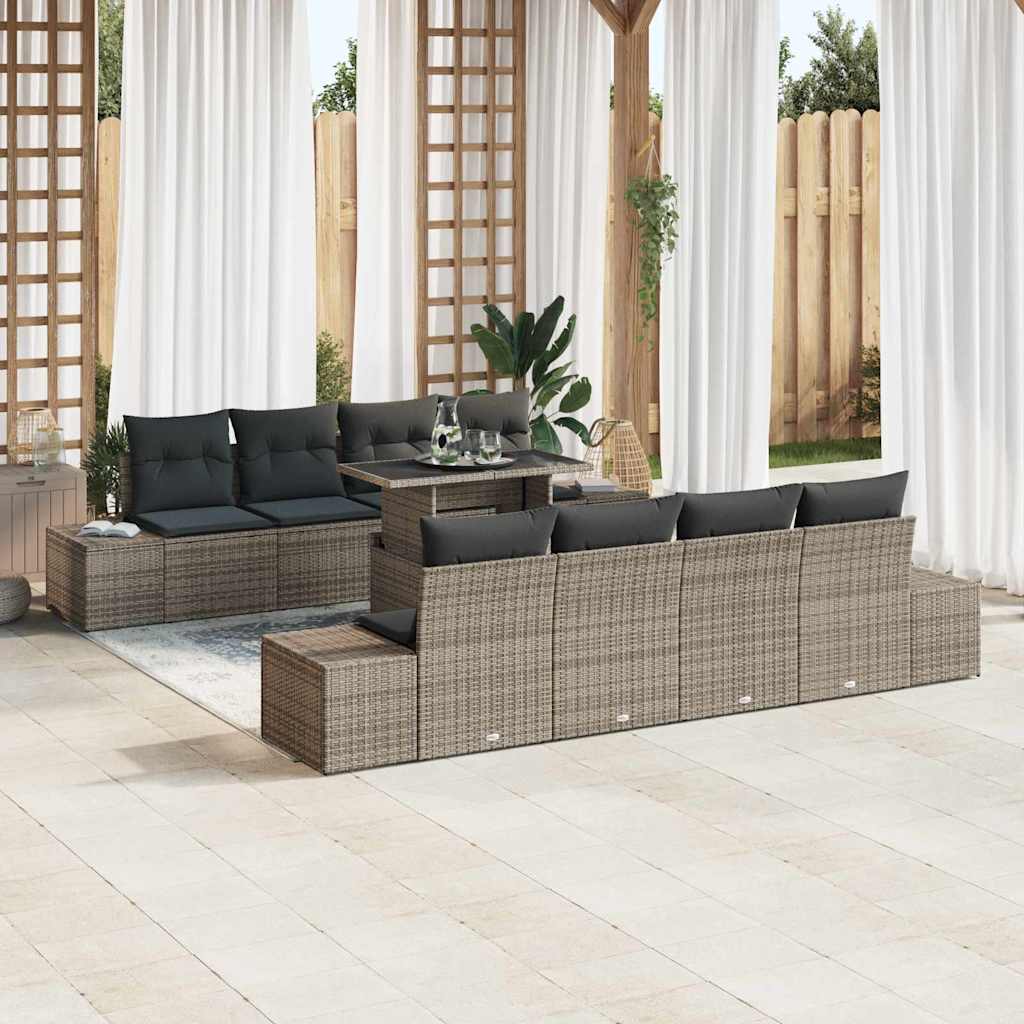 Gartensofa-set 9 stk. Grau