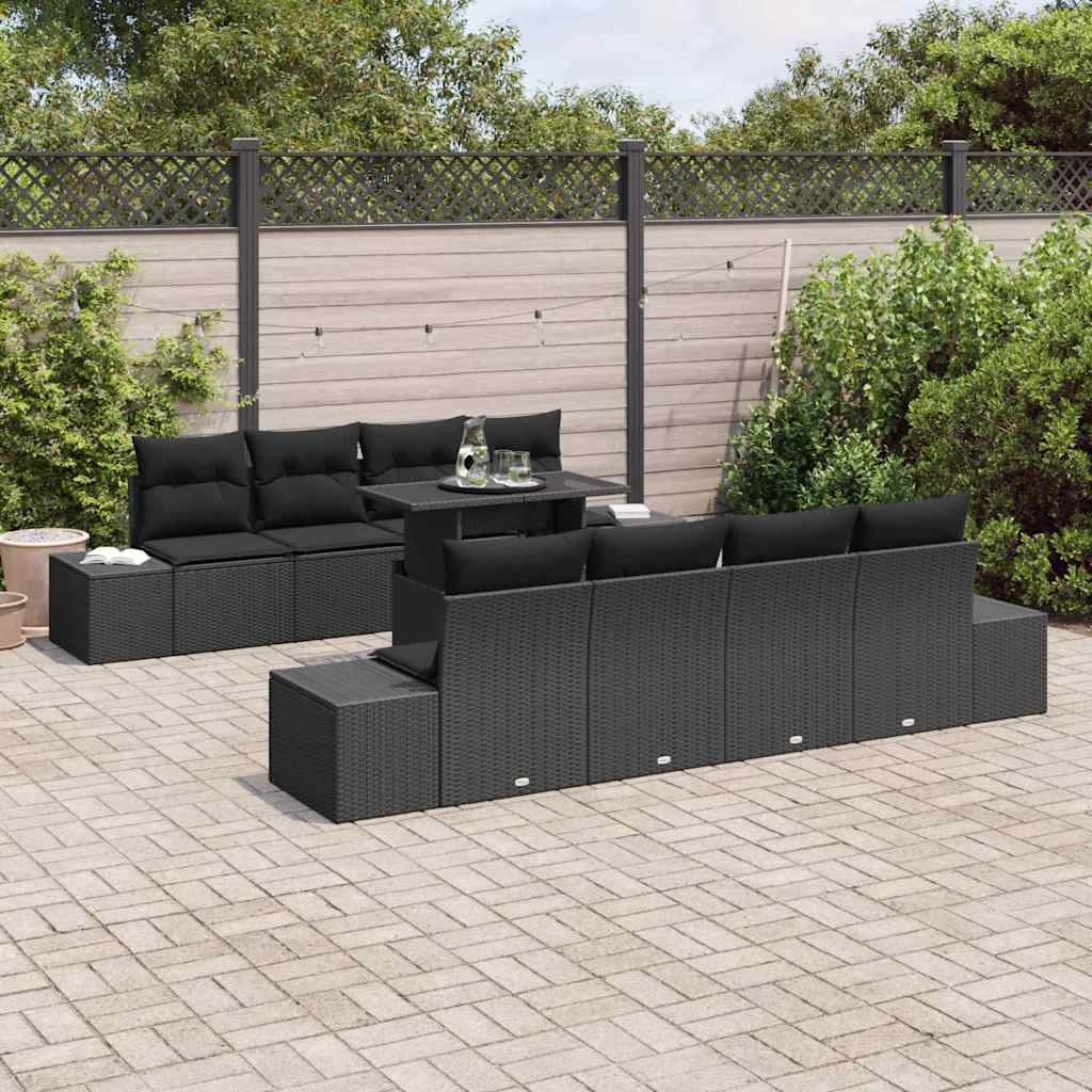 Gartensofa-set 9 stk. Schwarz