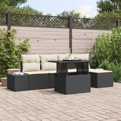 Gartensofa-set 6 stk. Schwarz Poly-Rattan