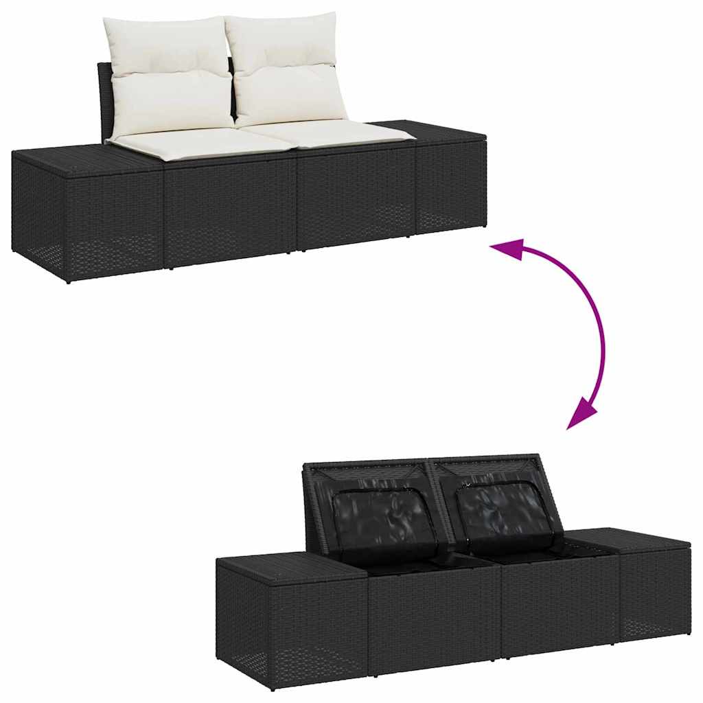 Gartensofa-set 5 stk. Schwarz Poly-Rattan