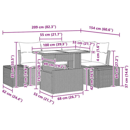 Gartensofa-set 5 stk. Beige Poly-Rattan