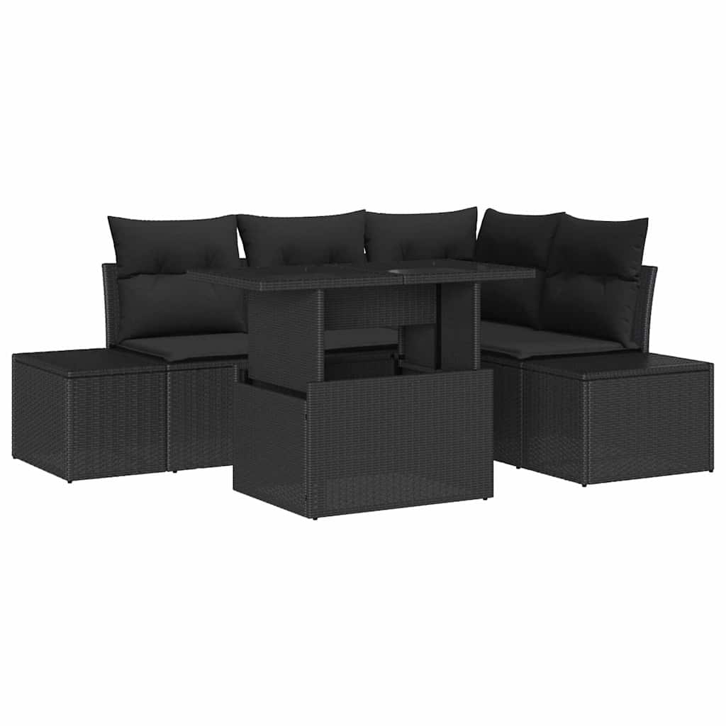 Gartensofa-set 5 stk. Schwarz Poly-Rattan