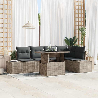 Gartensofa-set 6 stk. Grau Poly-Rattan