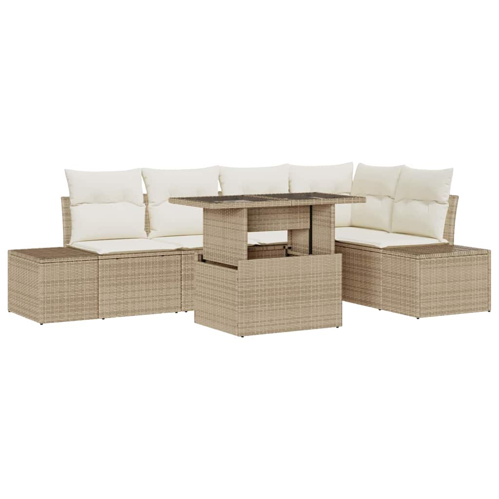 Gartensofa-set 6 stk. Beige Poly-Rattan