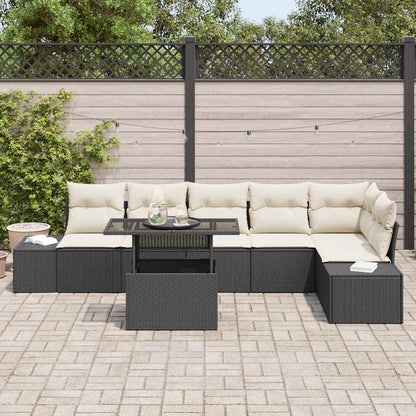 Gartensofa-set 7 stk. Schwarz Poly-Rattan