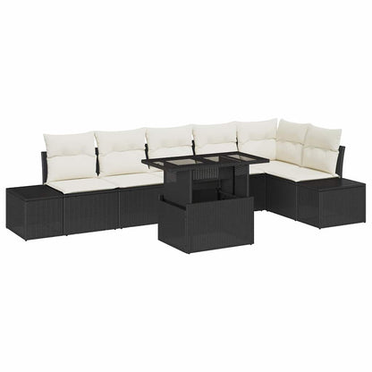 Gartensofa-set 7 stk. Schwarz Poly-Rattan