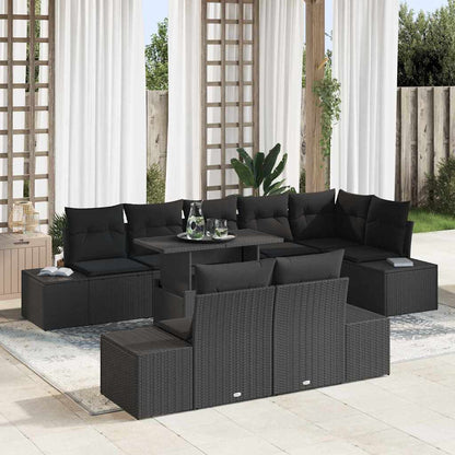Gartensofa-set 9 stk. Schwarz Poly-Rattan