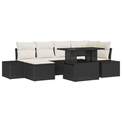 Gartensofa-set 7 stk. Schwarz Poly-Rattan