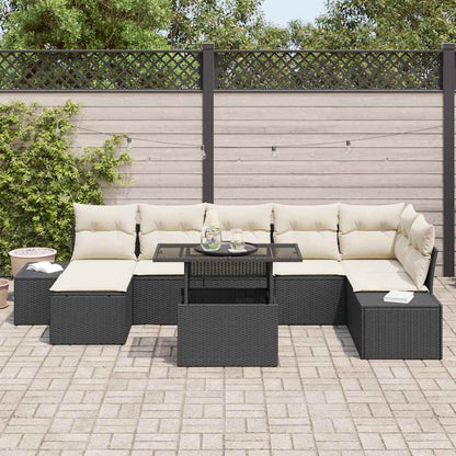 Gartensofa-set 8 stk. Schwarz Poly-Rattan