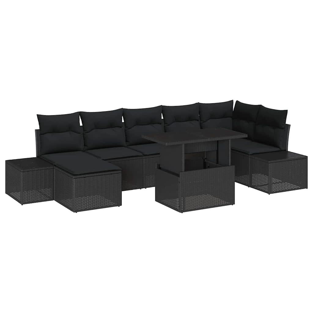 Gartensofa-set 8 stk. Schwarz Poly-Rattan