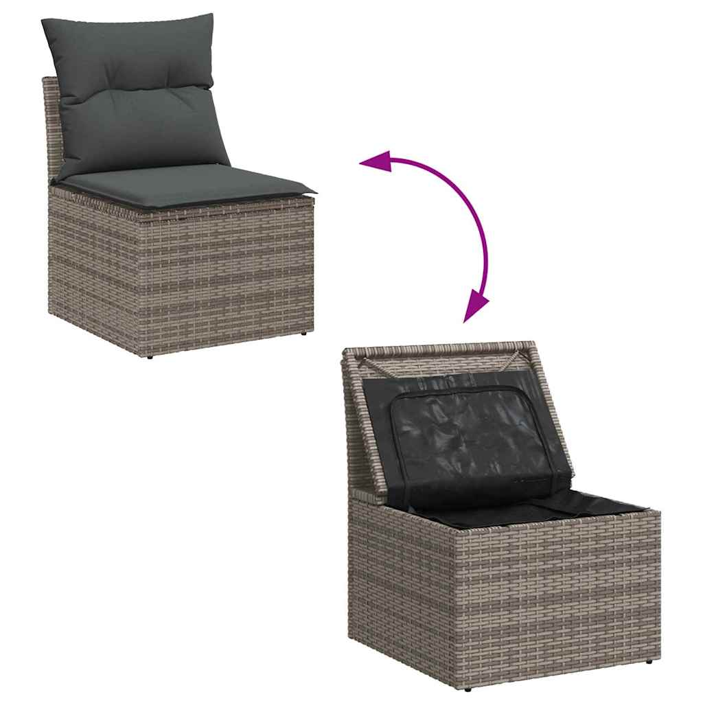 Gartensofa-set 9 stk. Grau Poly-Rattan