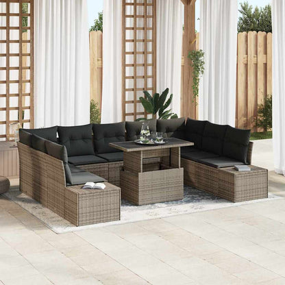 Gartensofa-set 10 stk. Grau Poly-Rattan