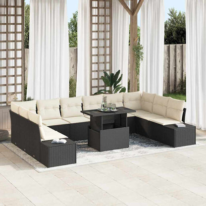 Gartensofa-set 11 stk. Schwarz Poly-Rattan