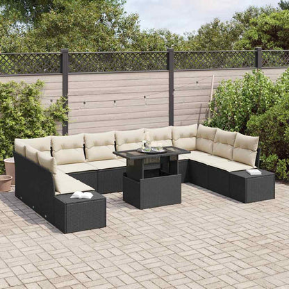 Gartensofa-set 11 stk. Schwarz Poly-Rattan