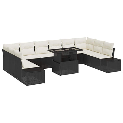 Gartensofa-set 11 stk. Schwarz Poly-Rattan