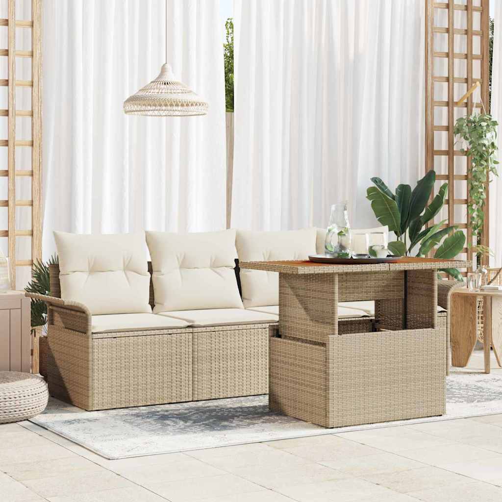 Garten-Sofa-Set 5 stk. Beige Poly Rattan