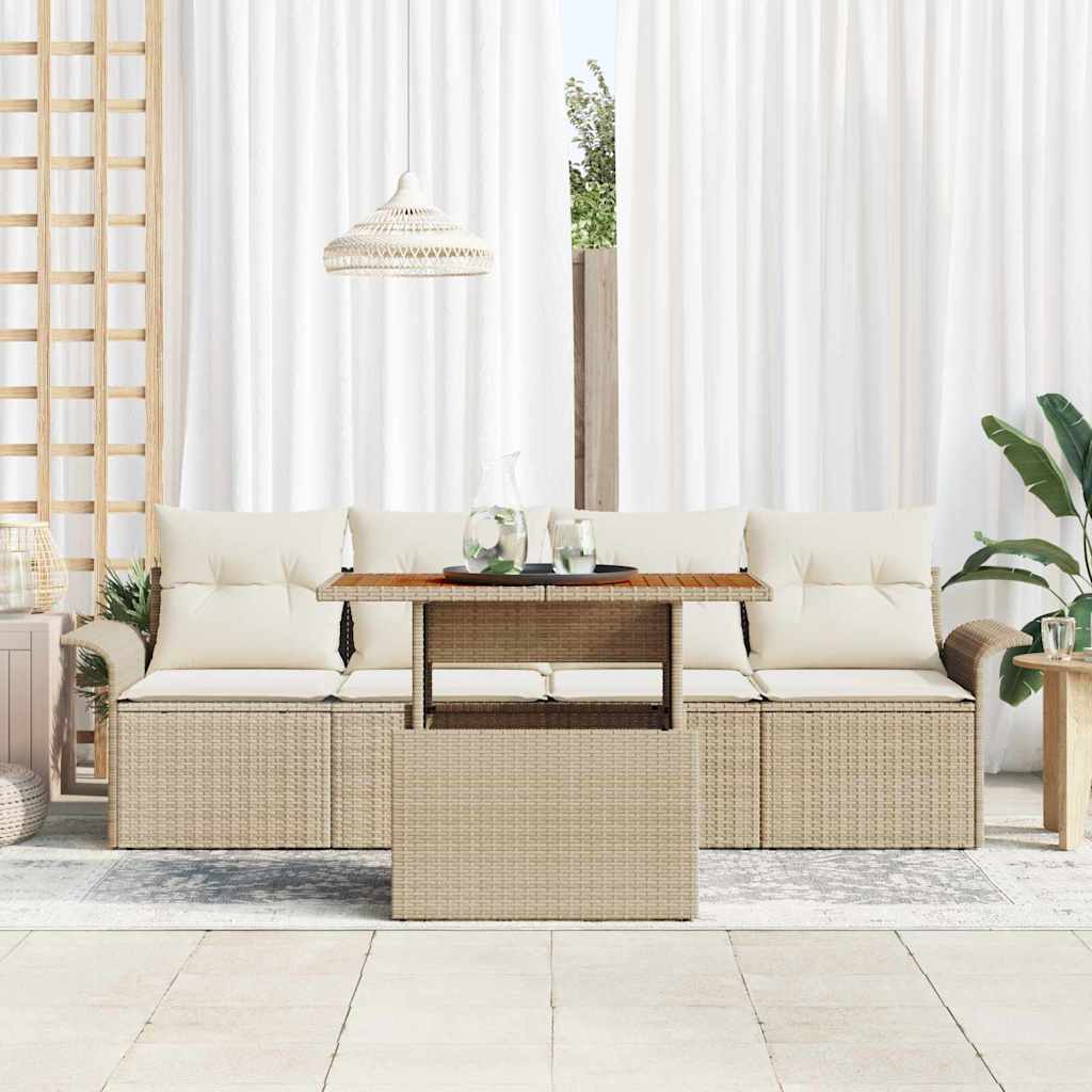 Garten-Sofa-Set 5 stk. Beige Poly Rattan