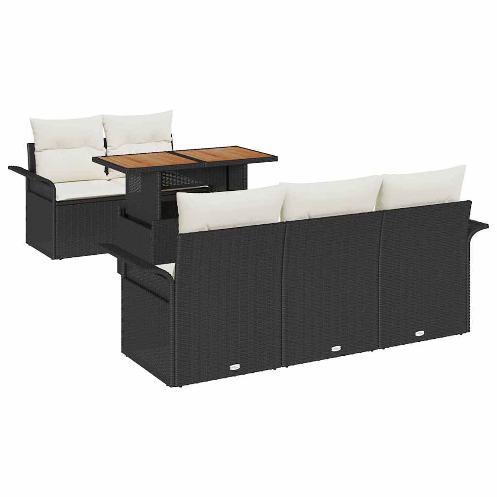 Garten-Sofa-Set 6 stk. Schwarz Poly Rattan