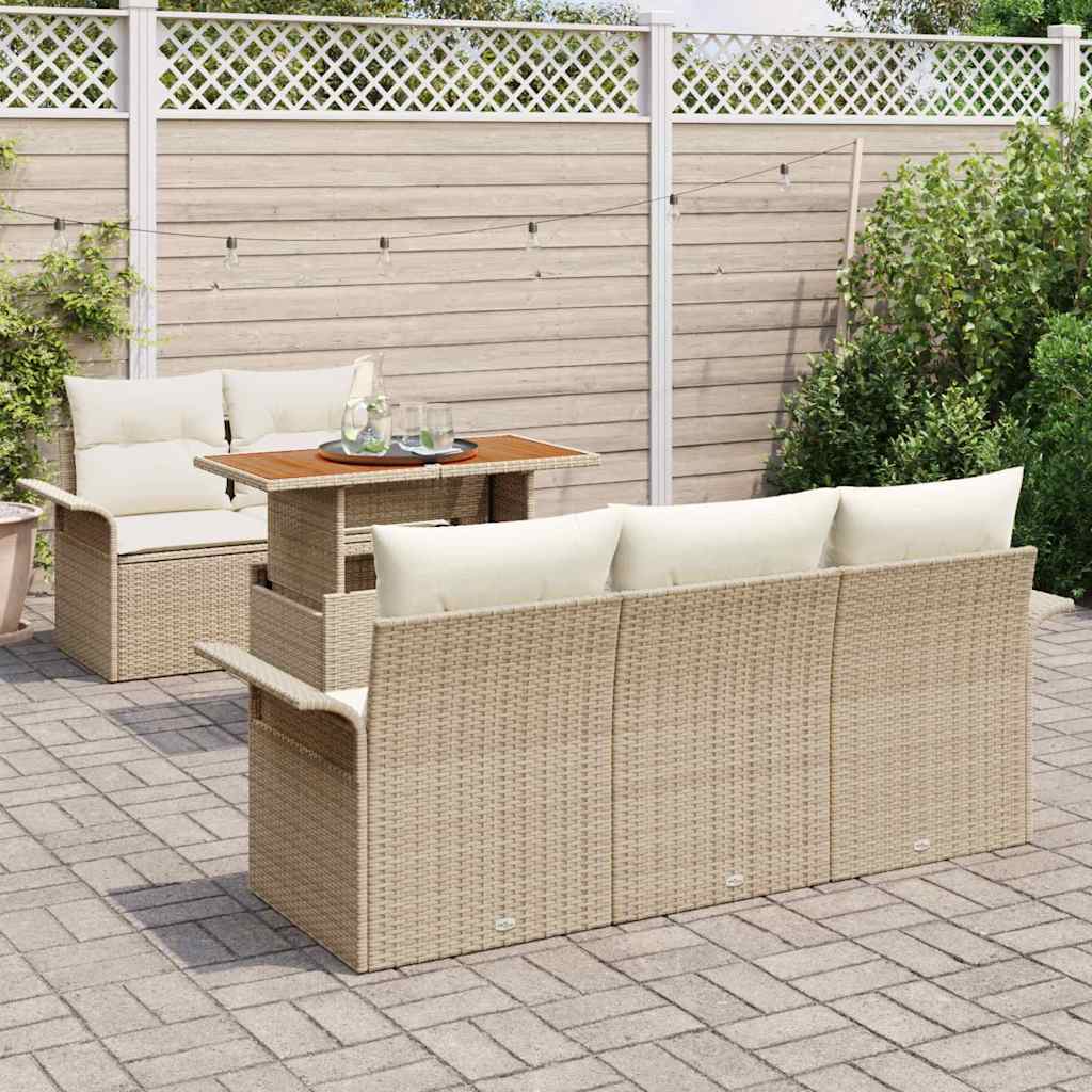 Garten-Sofa-Set 6 stk. Beige Poly Rattan