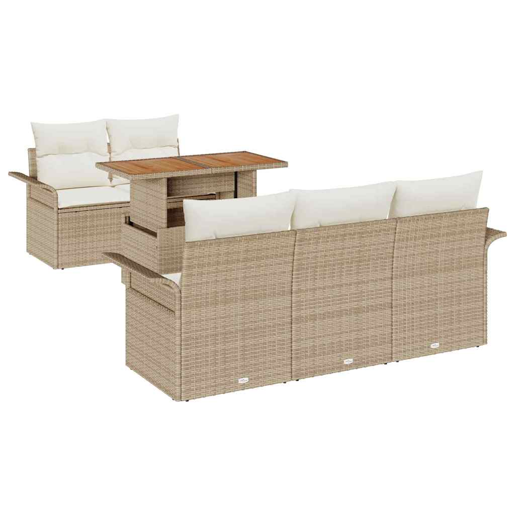 Garten-Sofa-Set 6 stk. Beige Poly Rattan