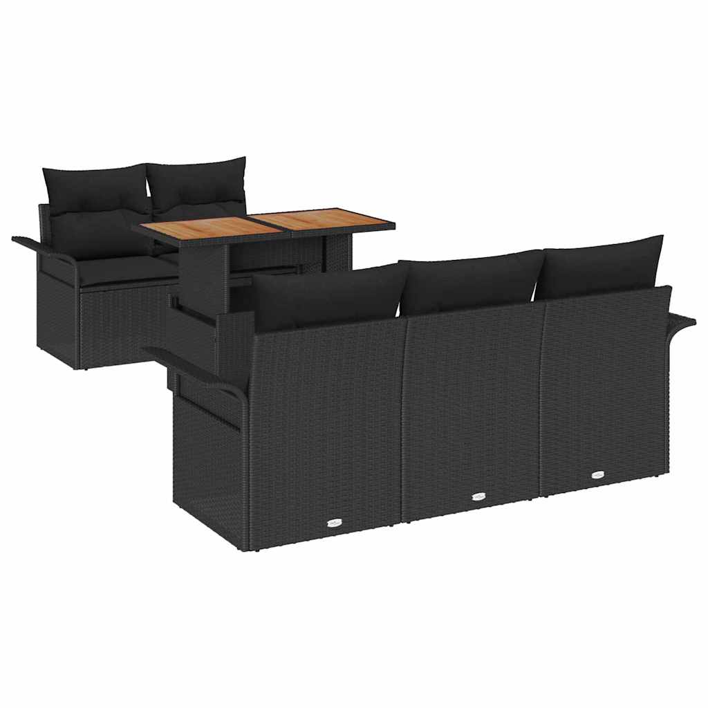 Garten-Sofa-Set 6 stk. Schwarz Poly Rattan