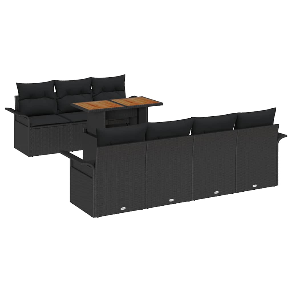 Garten-Sofa-Set 8 stk. Schwarz Poly Rattan