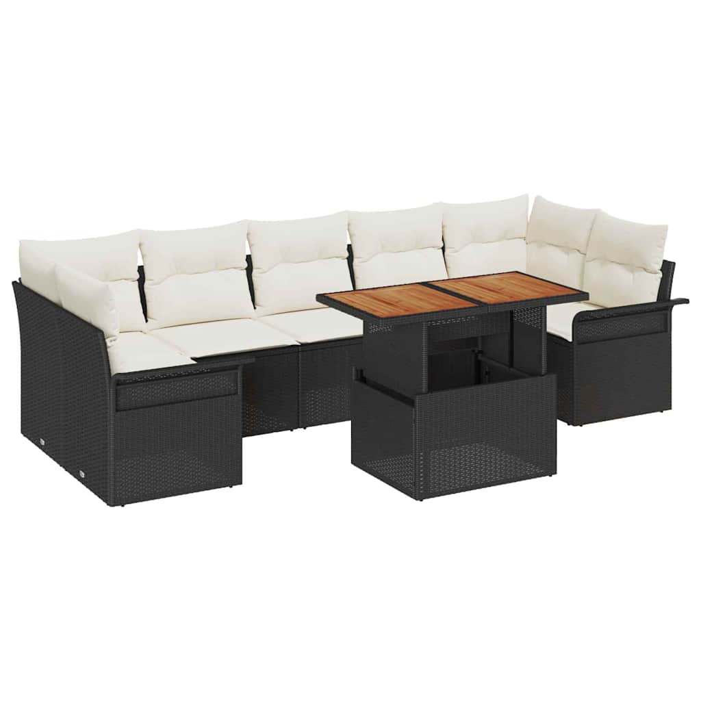 Garten-Sofa-Set 8 Stk. Schwarz Poly Rattan