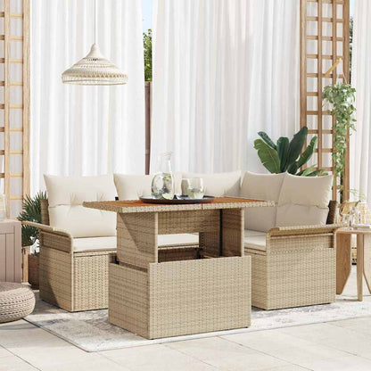 Garten-Sofa-Set 5 stk. Beige Poly Rattan