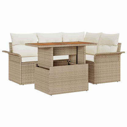 Garten-Sofa-Set 5 stk. Beige Poly Rattan