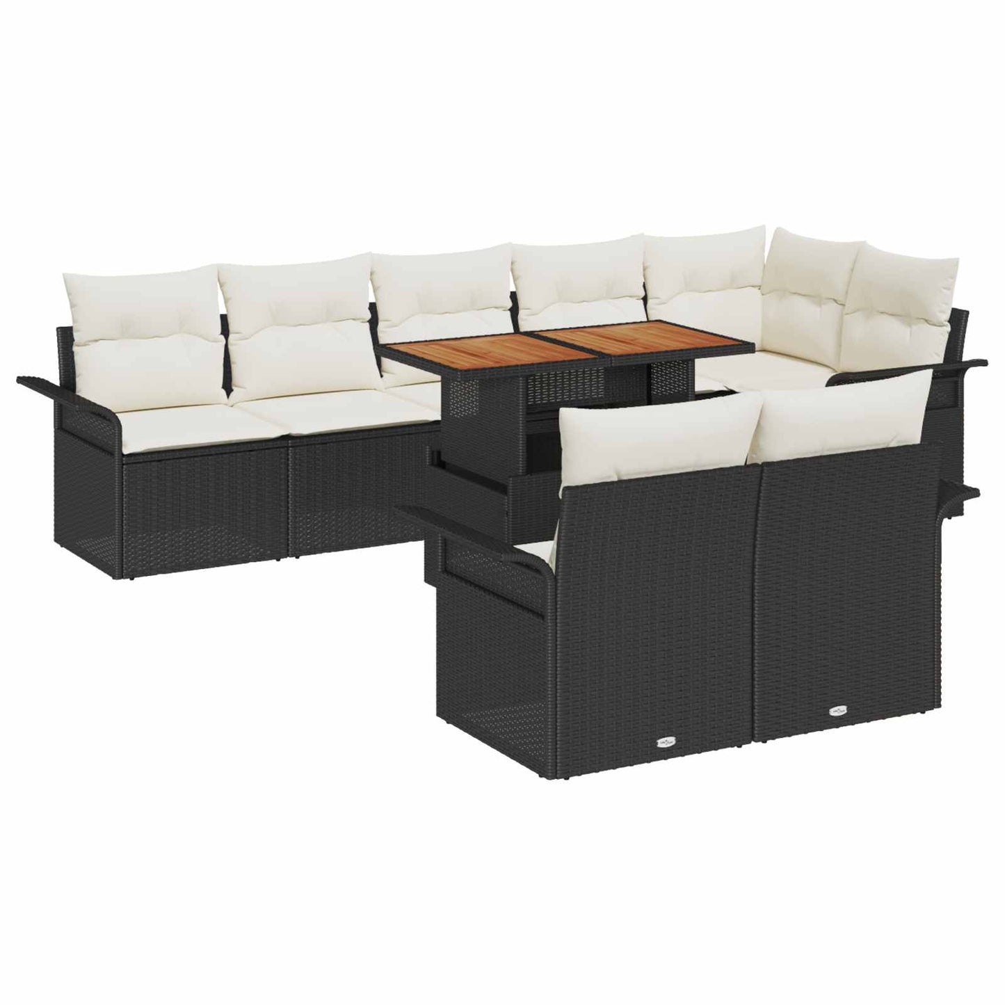 Garten-Sofa-Set 9 stk. Schwarz Poly Rattan