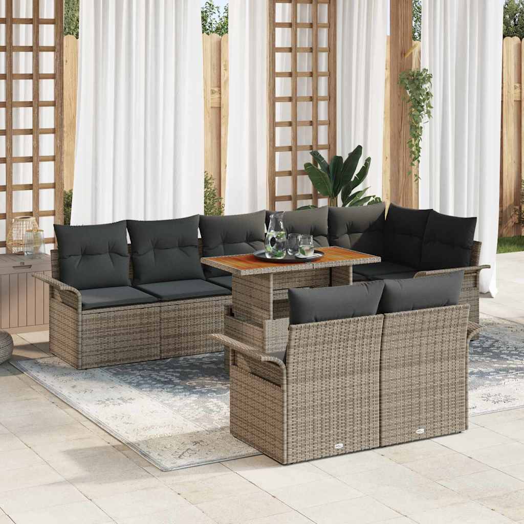 Garten-Sofa-Set 9 stk. Grau Poly Rattan