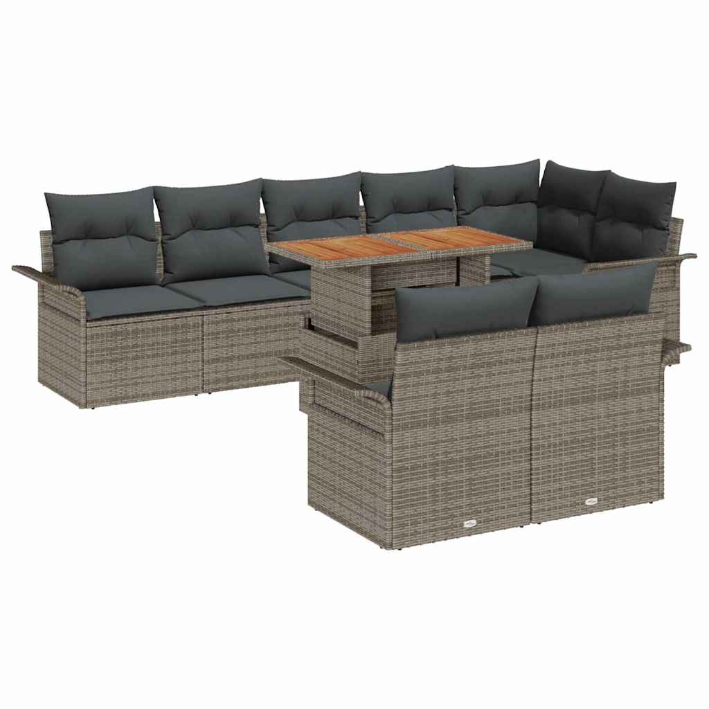Garten-Sofa-Set 9 stk. Grau Poly Rattan