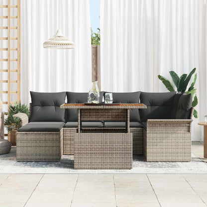 Garten-Sofa-Set 7 stk. Grau Poly Rattan