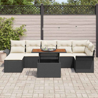 Garten-Sofa-Set 8 stk. Schwarz Poly Rattan
