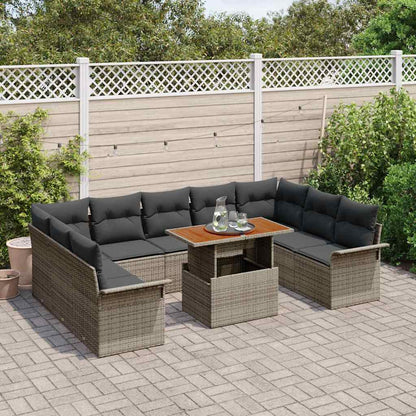 Garten-Sofa-Set 10 stk. Grau Poly Rattan