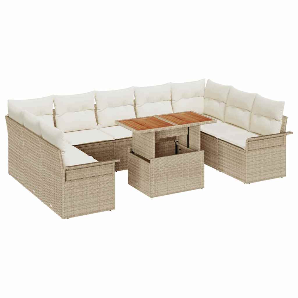 Garten-Sofa-Set 10 stk. Beige Poly Rattan