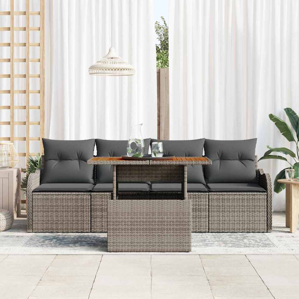 Gartensofa-set 5 stk. Grau Poly-Rattan