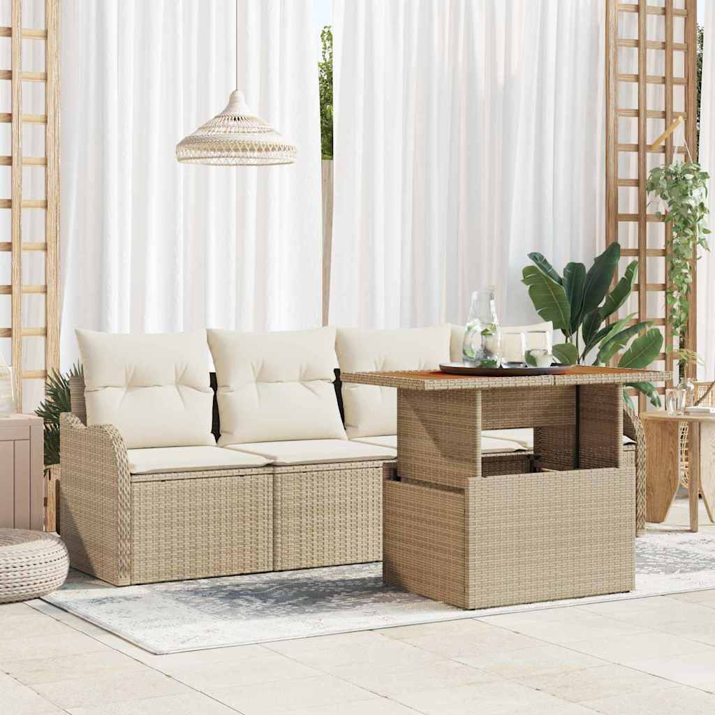 Gartensofa-set 5 stk. Beige Poly-Rattan